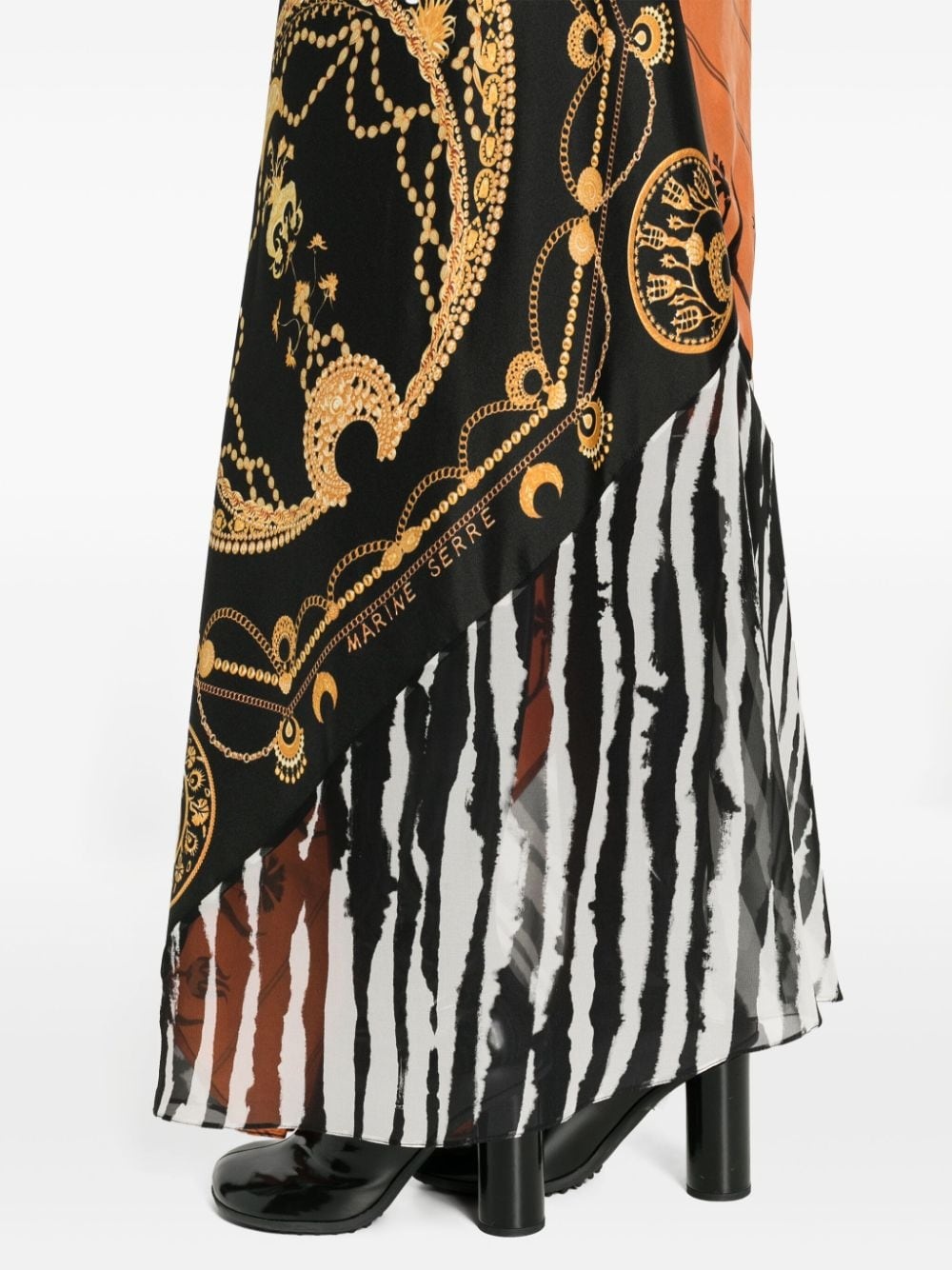 Regenerated Scarves mix-print midi skirt - 5