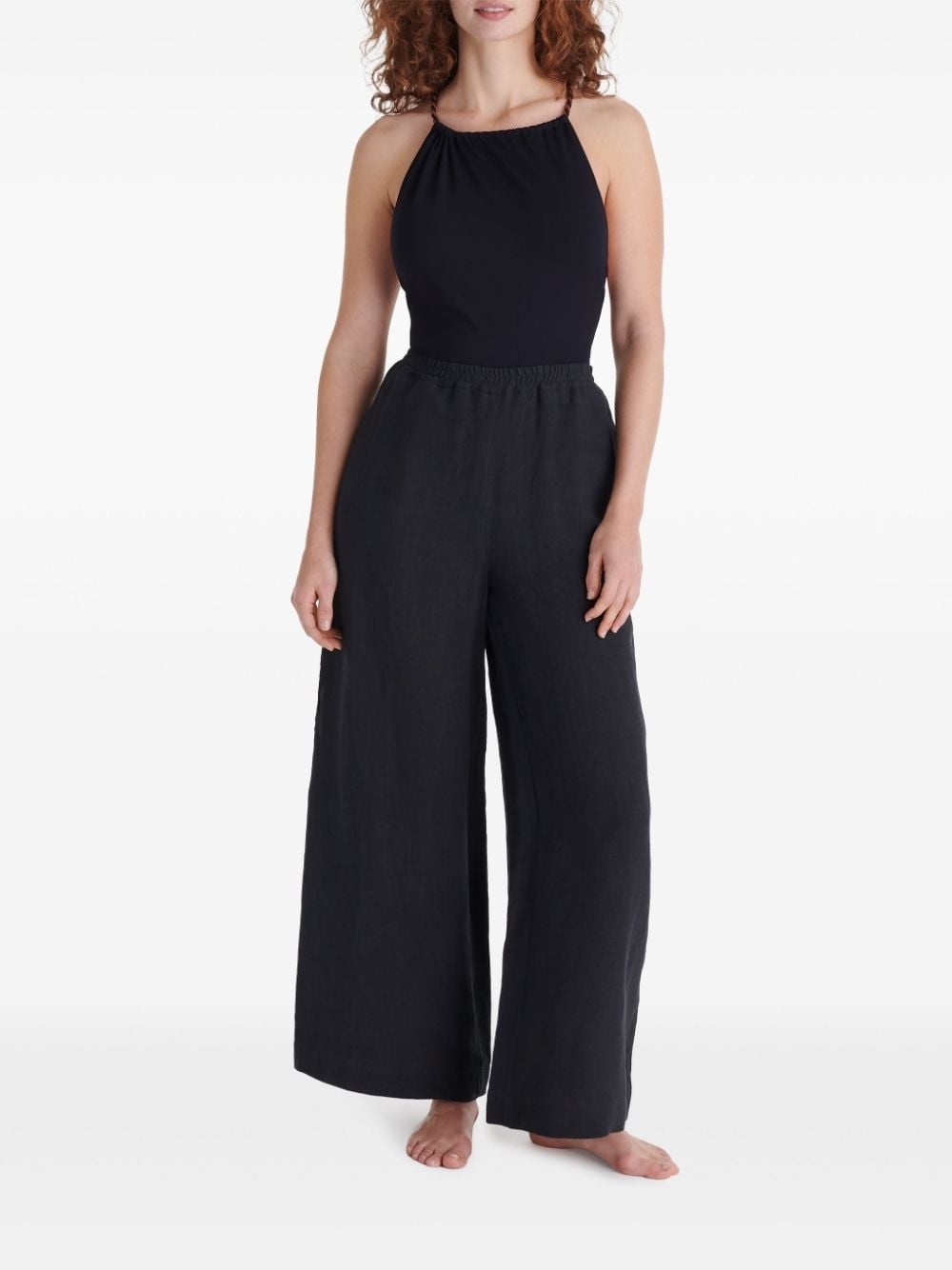linen wide-leg trousers - 2