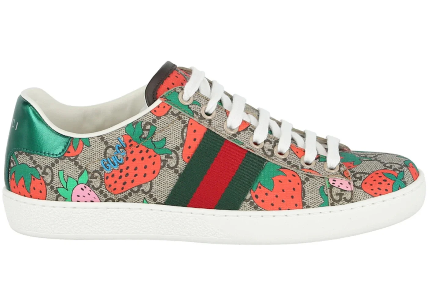 Gucci GG Supreme Ace Strawberry Sneakers Beige Multi (Women's) - 1