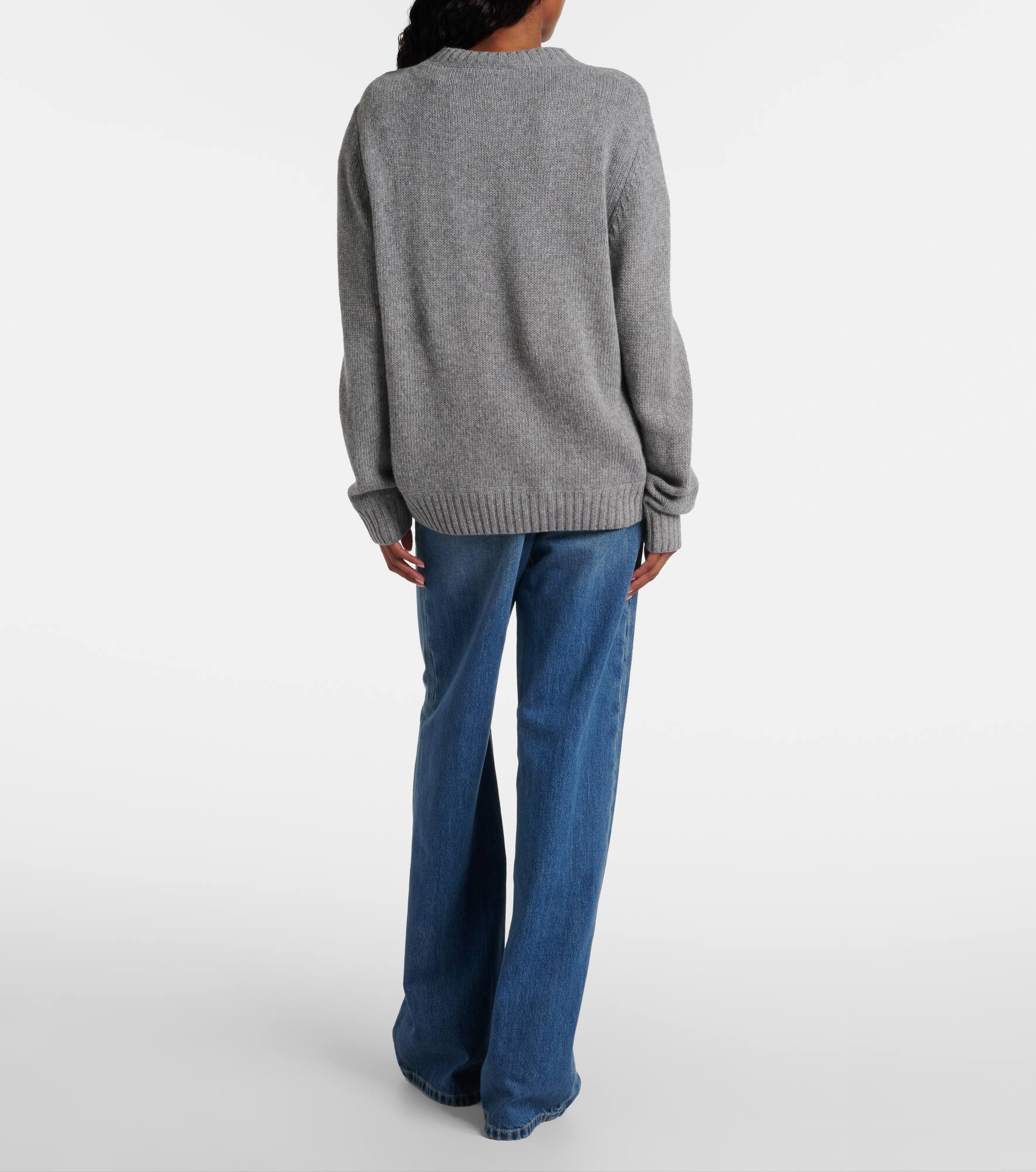 Logo intarsia wool and cashmere sweater - 3