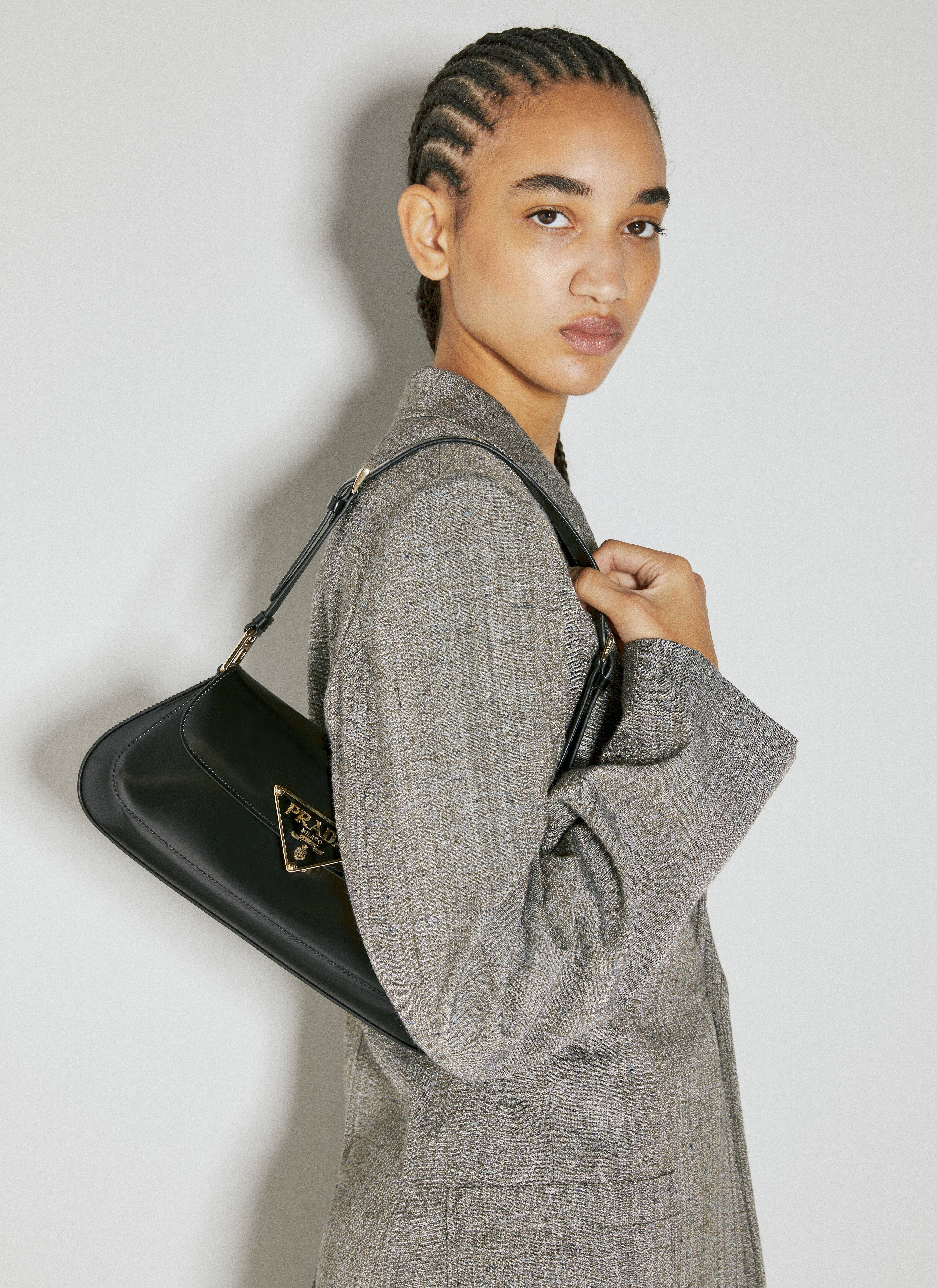 Prada Prada Women Logo Plaque Baguette Shoulder Bag luosophy REVERSIBLE