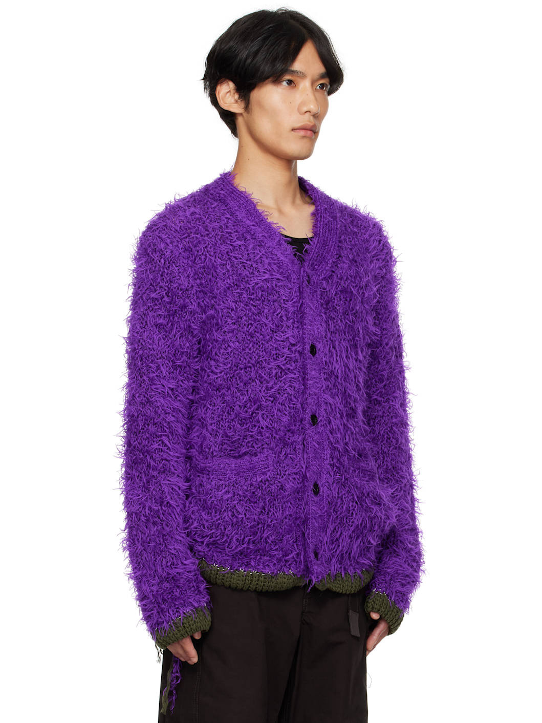 Purple Furry Knit Cardigan - 2