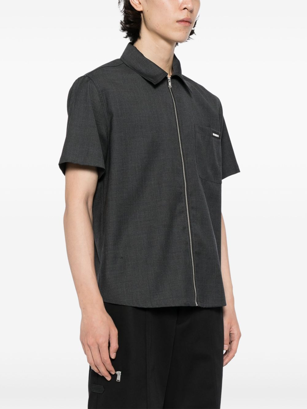 zip-fastening wool shirt - 4