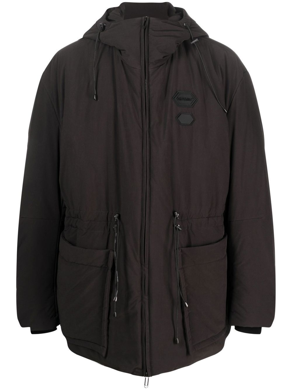 logo-patch padded jacket - 1