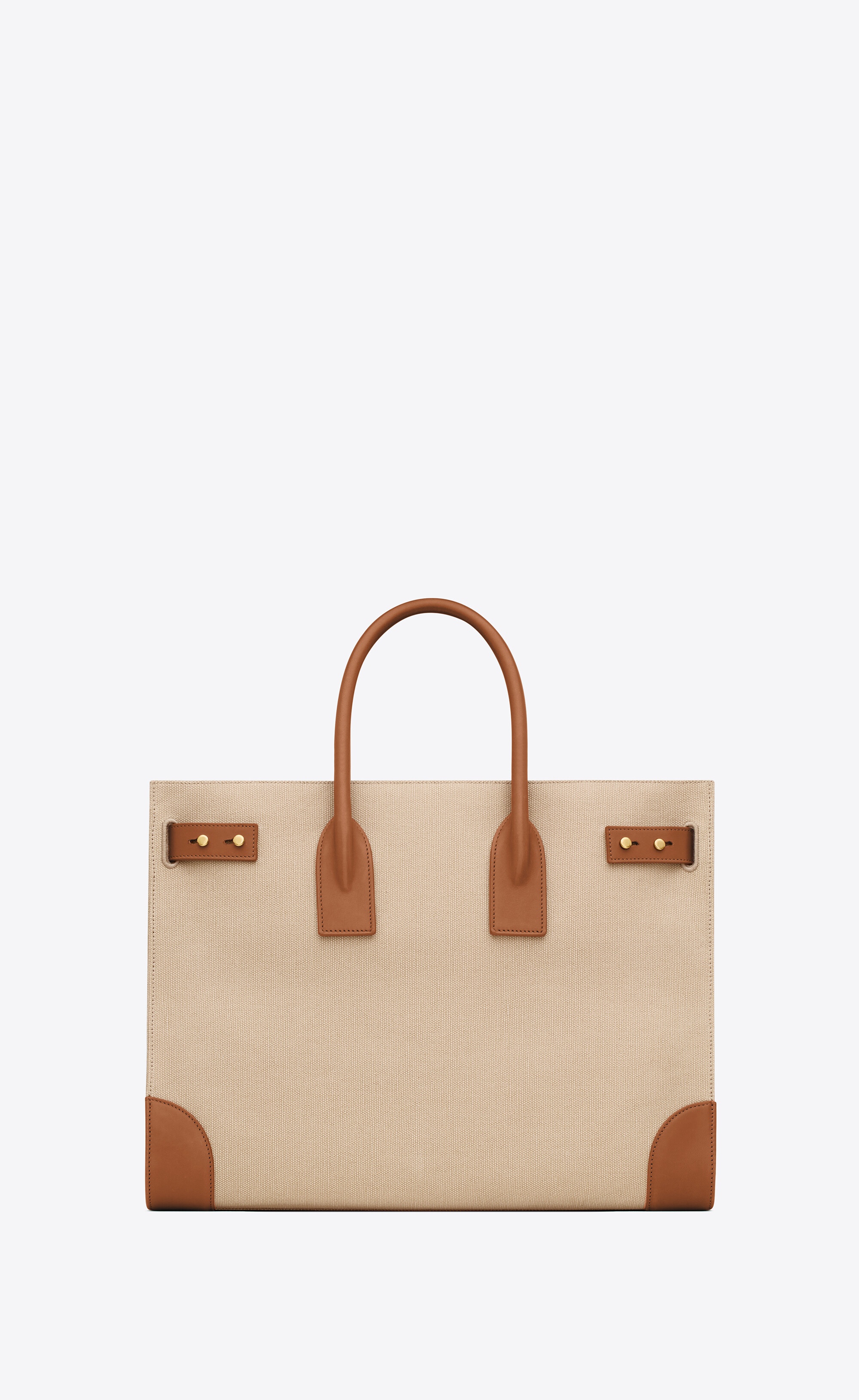 sac de jour thin large in canvas and vegetable-tanned leather - 2