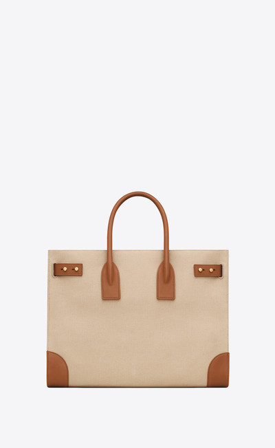 SAINT LAURENT sac de jour thin large in canvas and vegetable-tanned leather outlook