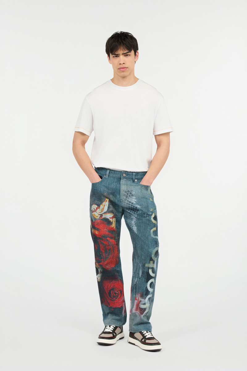 Roberto Cavalli Jeans with Rose and Snake Print outlook
