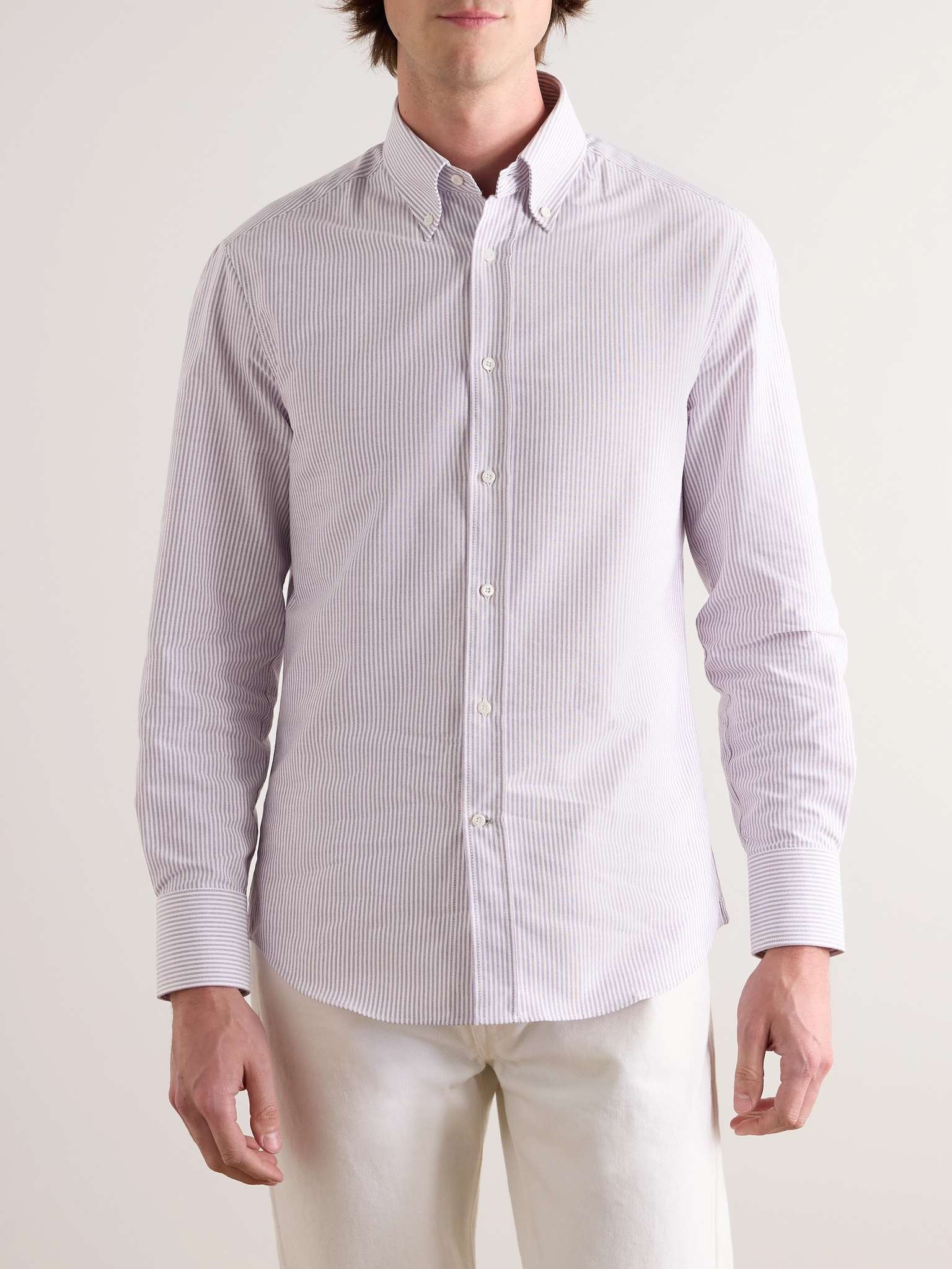Button-Down Collar Striped Cotton Oxford Shirt - 3