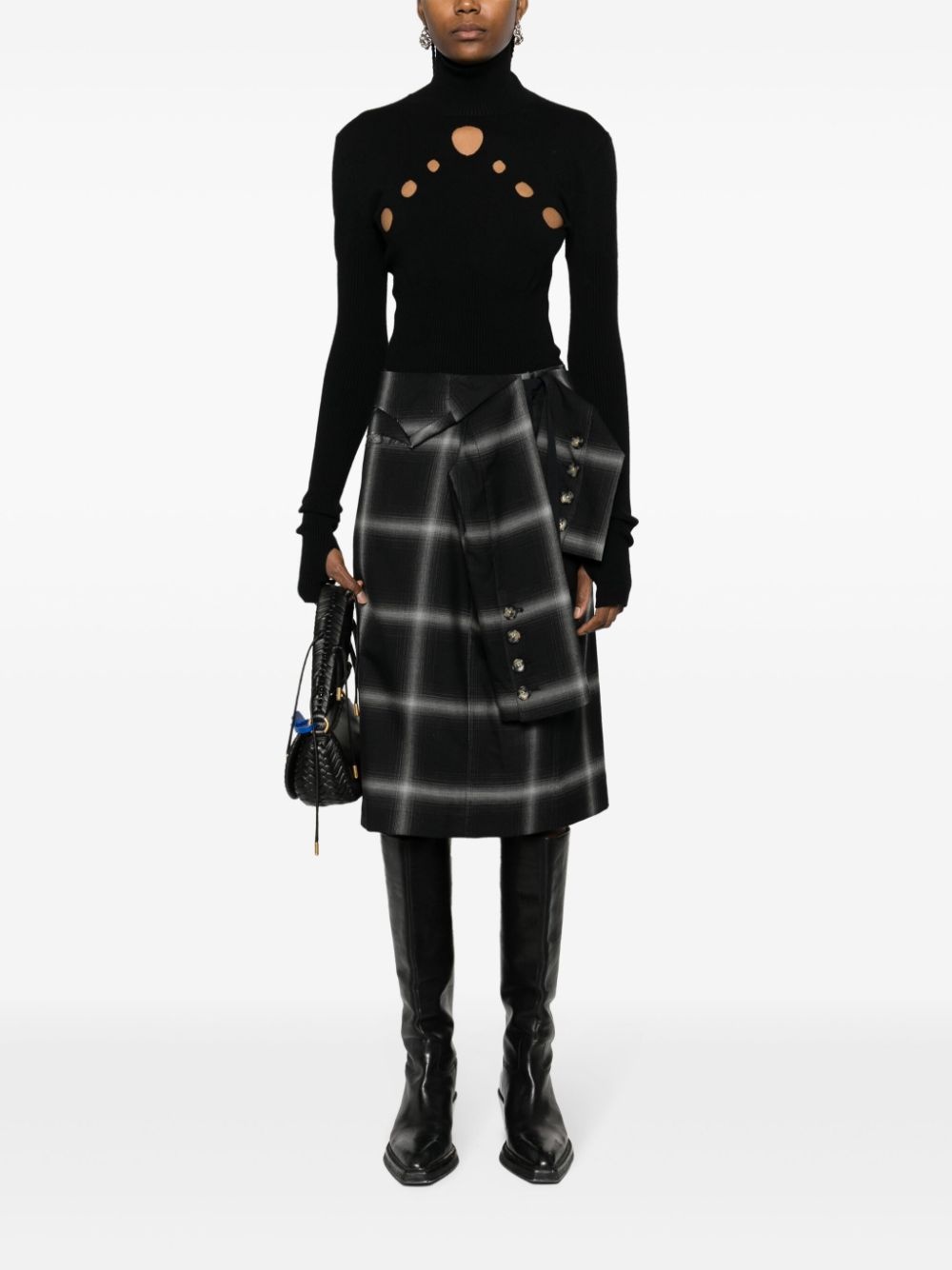 check-pattern wool skirt - 2