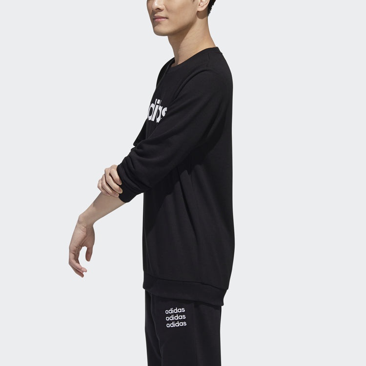 adidas neo M Esntl Logo SW Casual Sports Round Neck Knit Pullover Black GJ8925 - 4