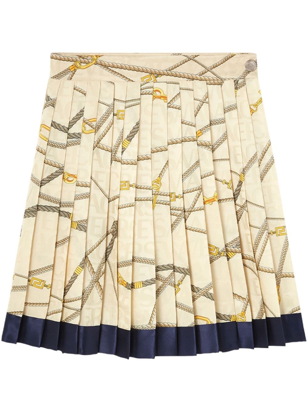 logo-print silk pleated skirt - 1