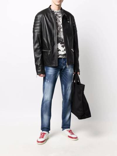 PHILIPP PLEIN Doberman-print moto jacket outlook