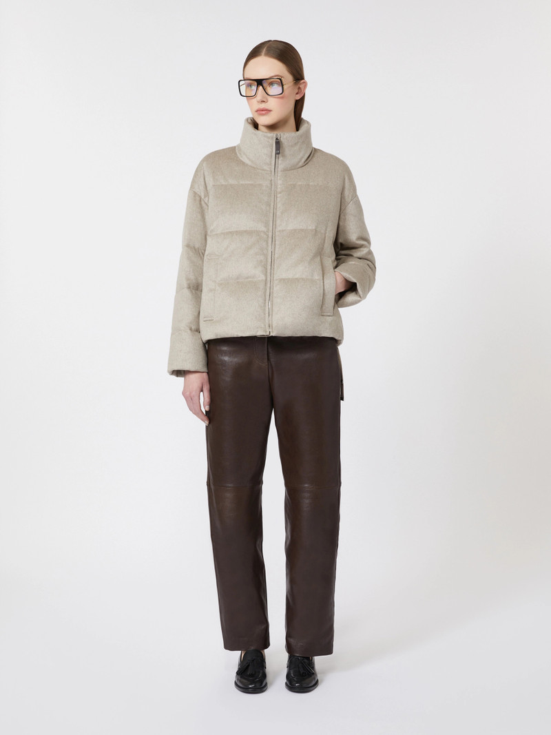 Max Mara Water-repellent canvas and camel down jacket - SAND outlook