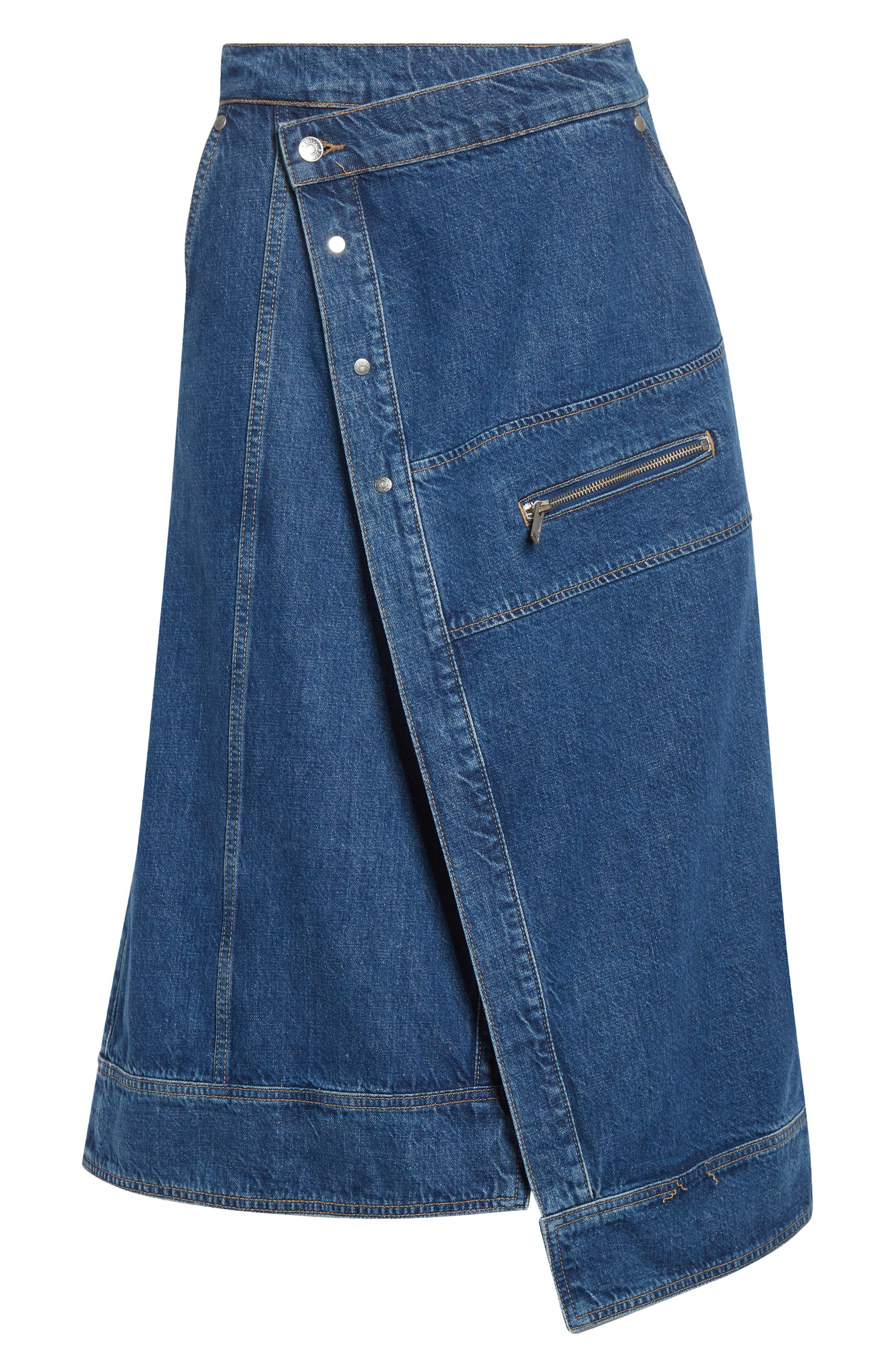 3.1 Phillip Lim Asymmetric Denim Wrap Skirt in Indigo at Nordstrom - 6