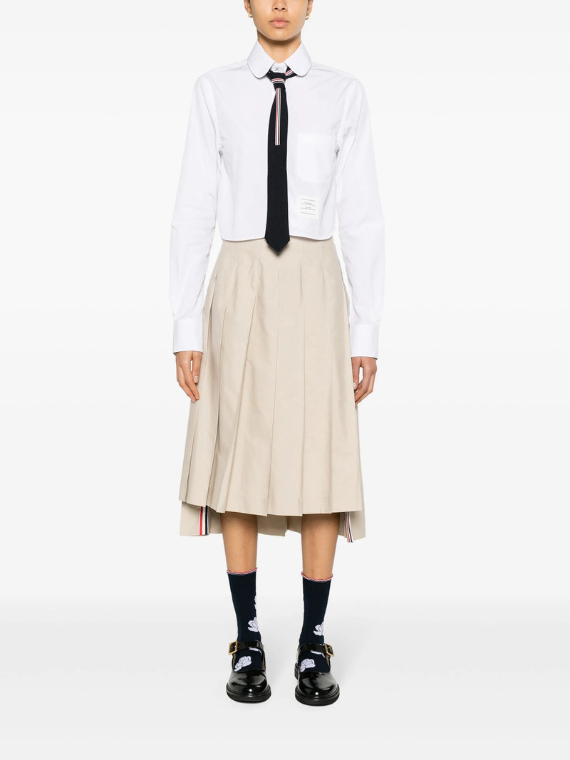 Thom Browne Poplin Classic Round Collar Cropped Shirt Women outlook