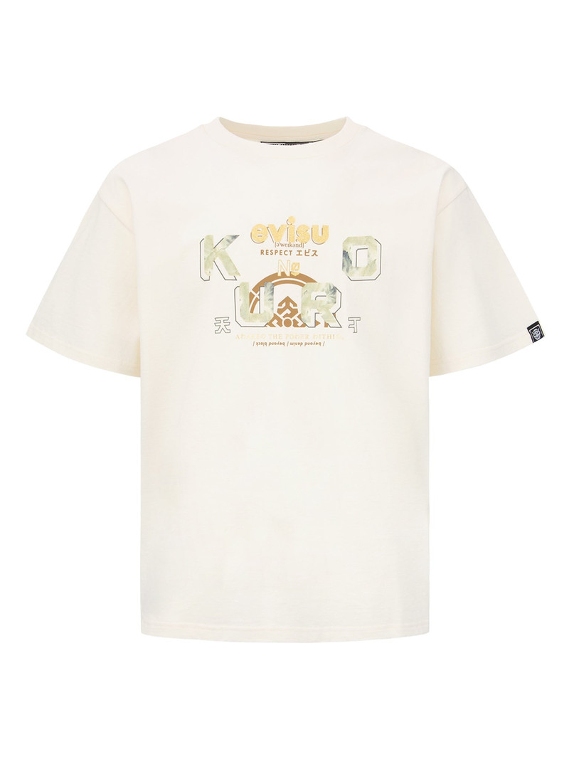 Logo and Kamon Foil Print T-shirt 14