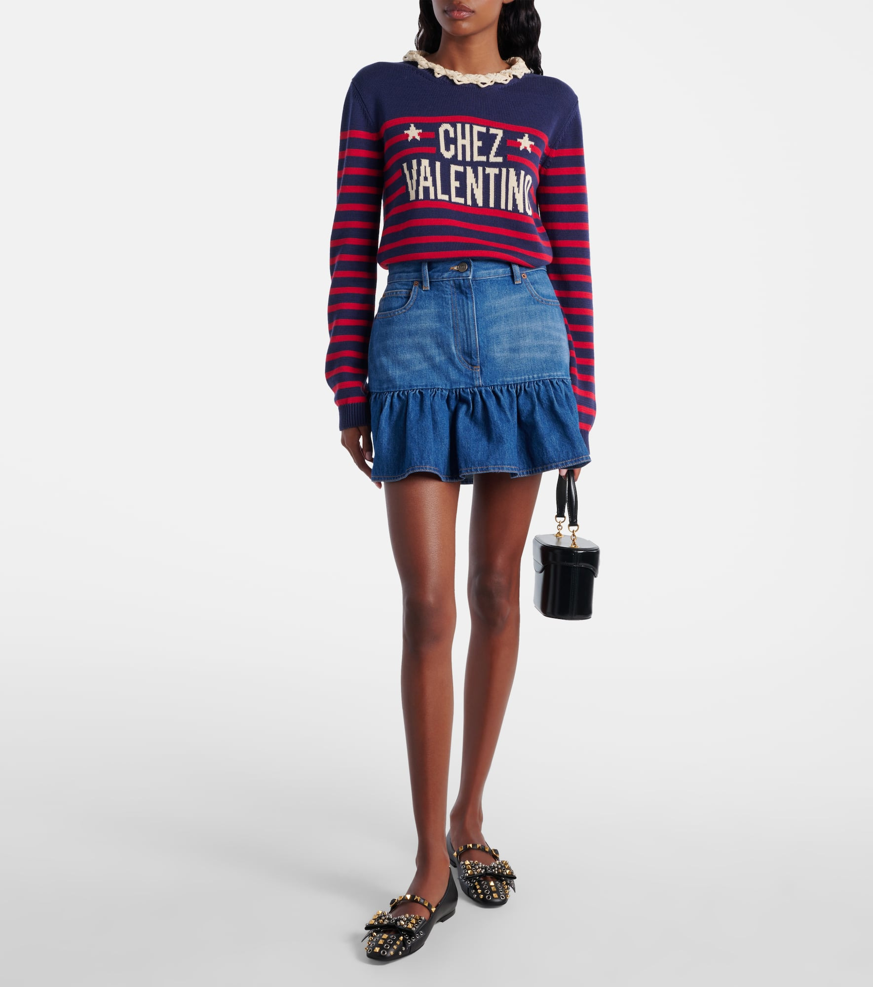 Ruffled denim miniskirt - 2
