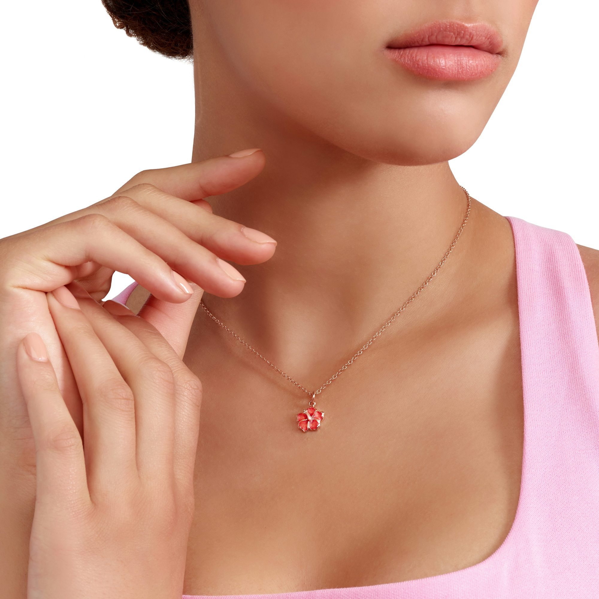 ROSE GOLD & ENAMEL HIBISCUS FLOWER CHARM - 4
