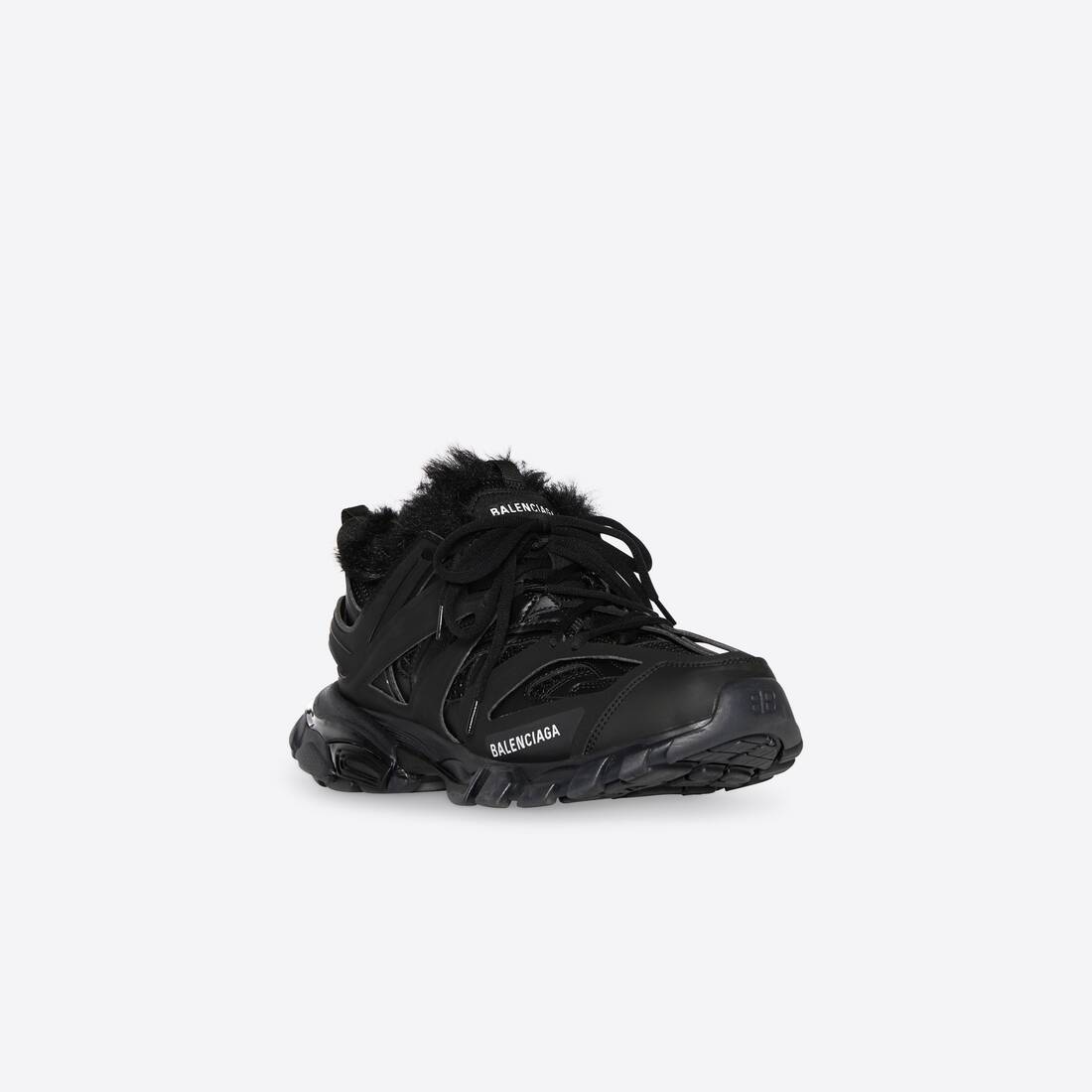Men's Track Sneaker Fake Fur in Black - 2
