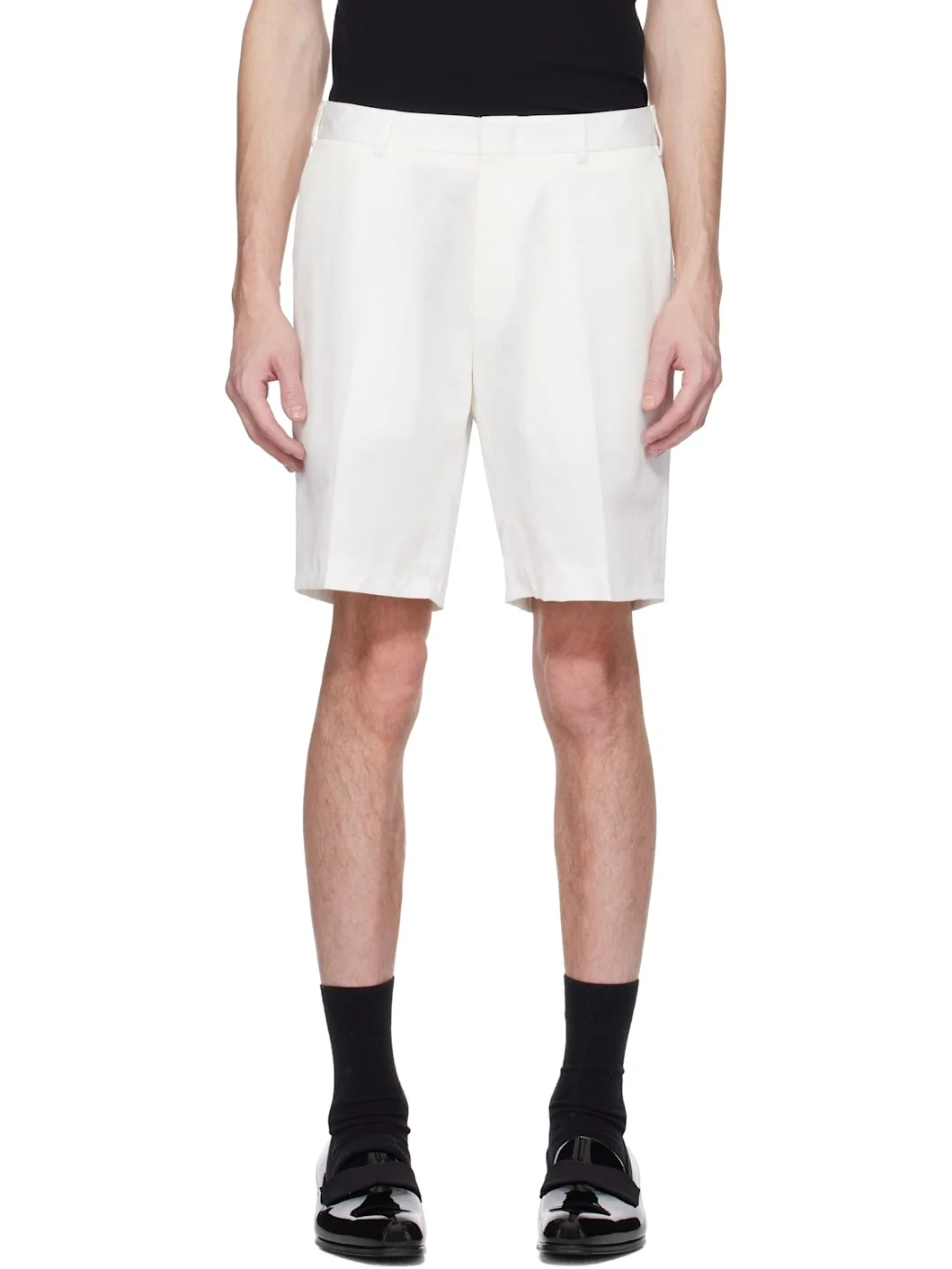 Off-White Cotton Gabardine Shorts - 1