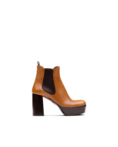 Prada Leather platform booties outlook