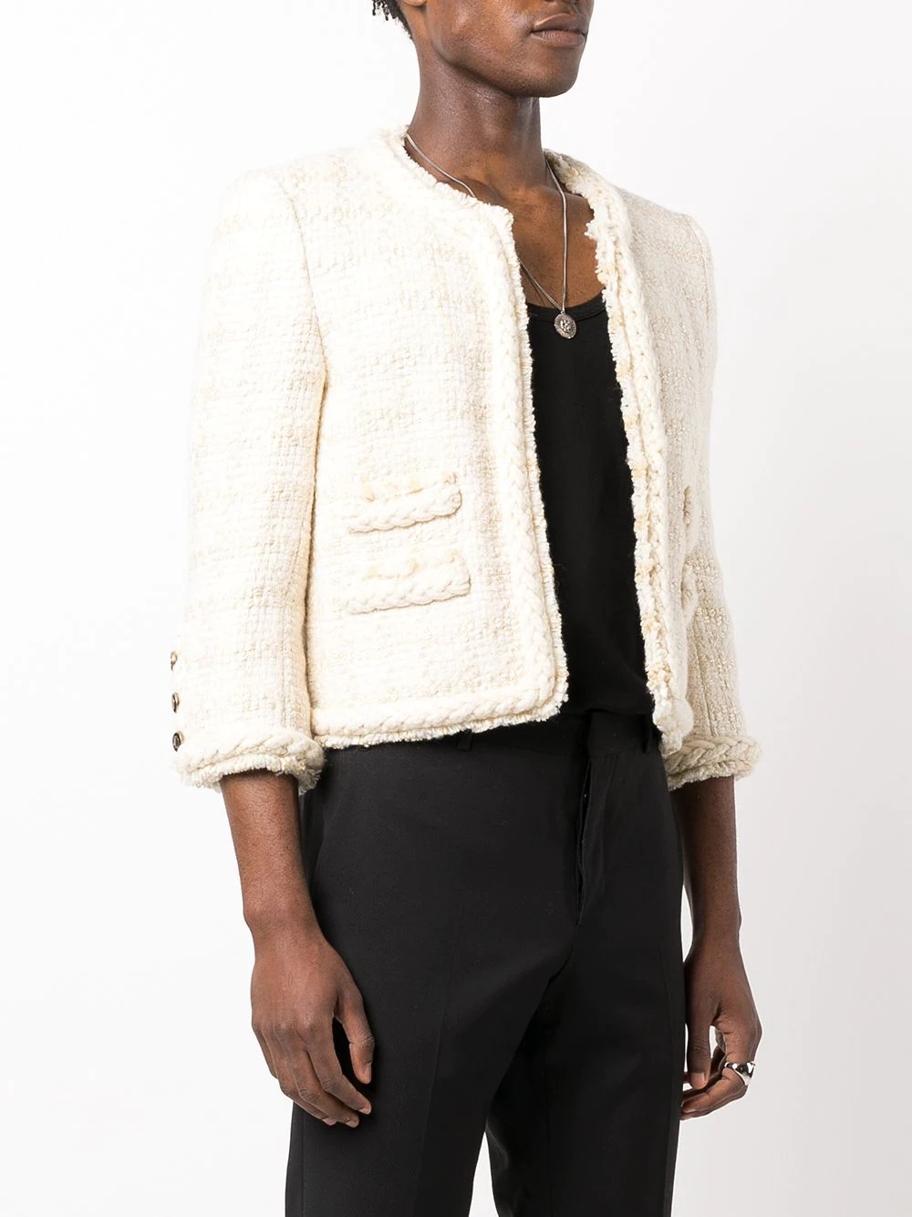 wood tweed crop jacket - 3