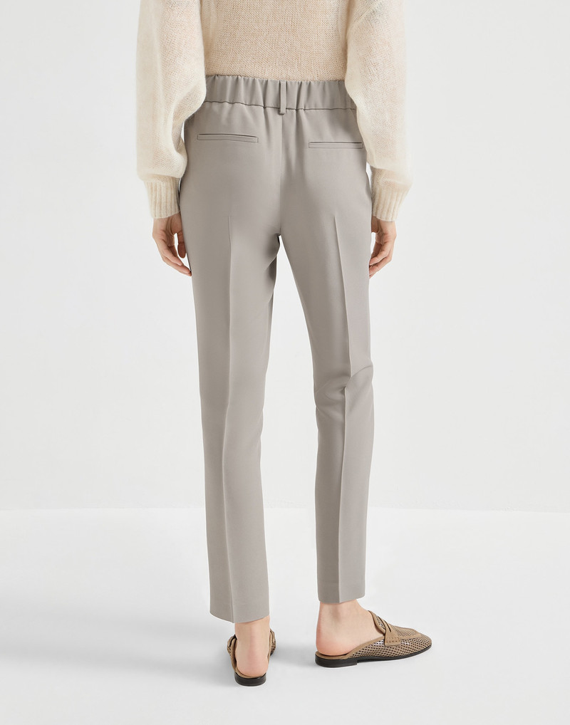 Brunello Cucinelli Silk and acetate crêpe cady tailored jogger trousers outlook