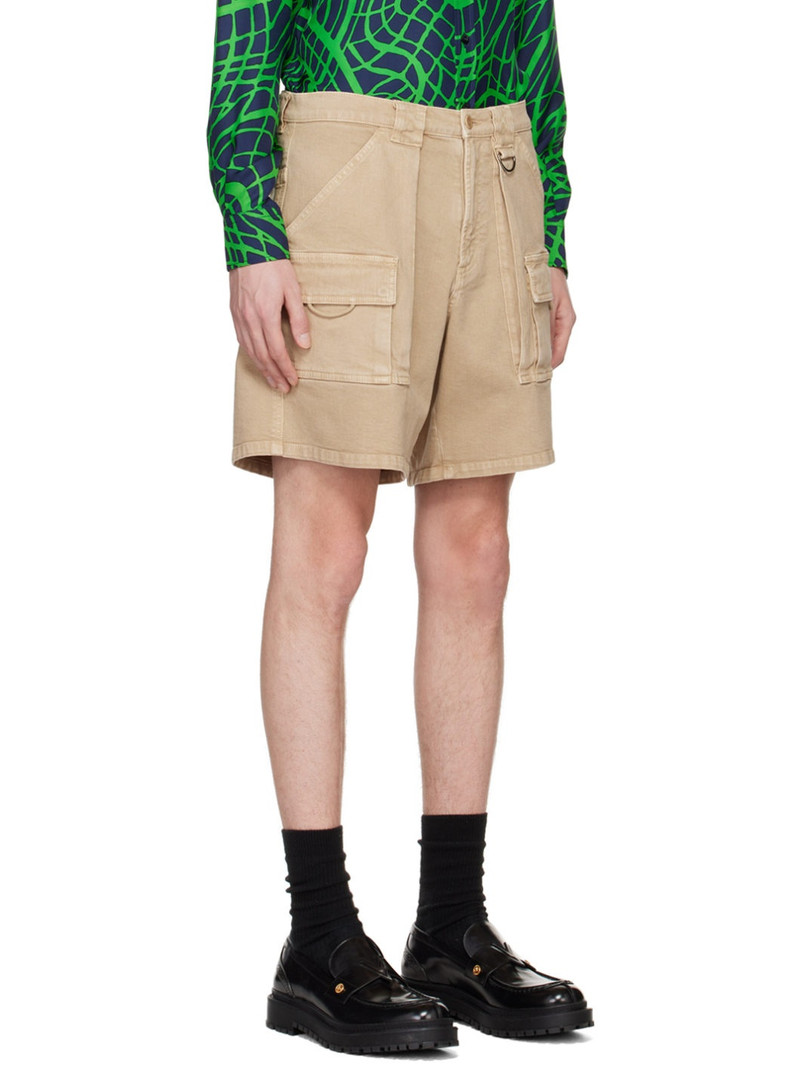 Beige Garment-Dyed Shorts 2