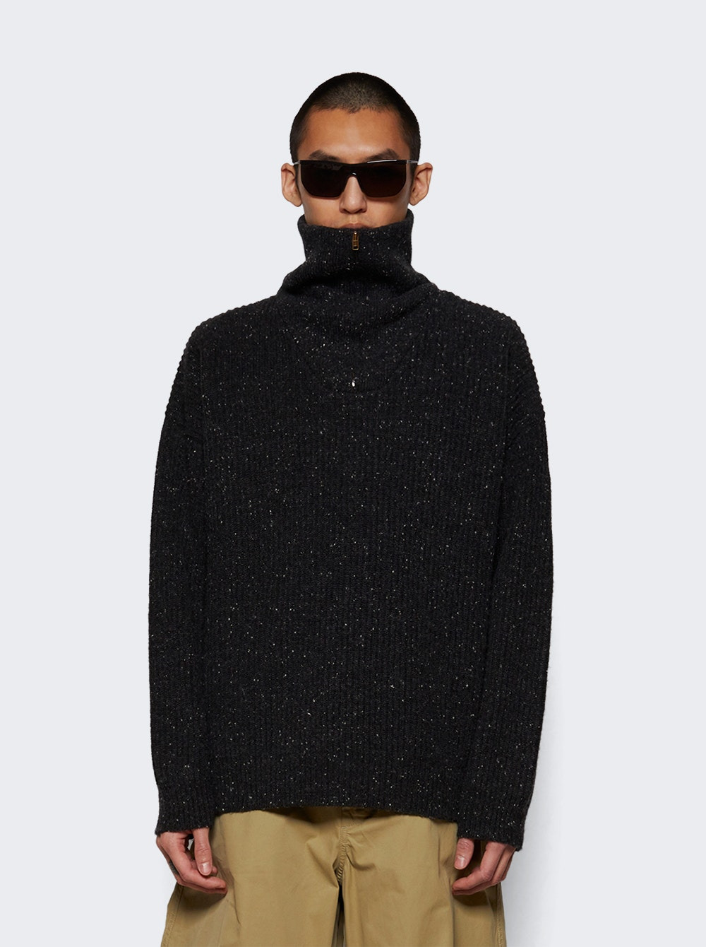 Shetland Wool Zip Sweatshirt Charcoal - 2