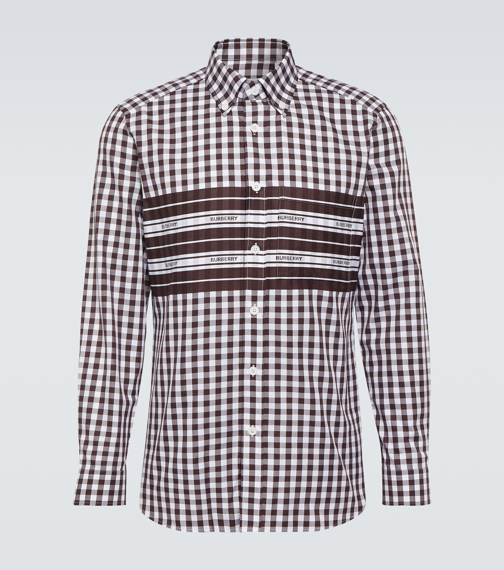 Logo checked cotton poplin shirt - 1