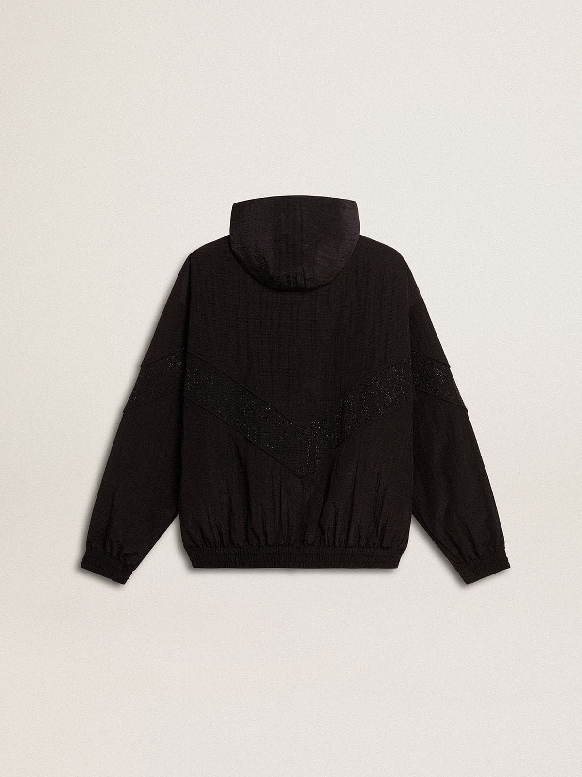 Women's windcheater in black nylon with tone-on-tone crystals - 2