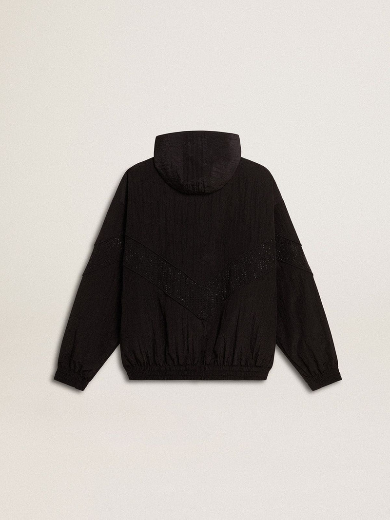 Golden Goose Women's windcheater in black nylon with tone-on-tone crystals outlook