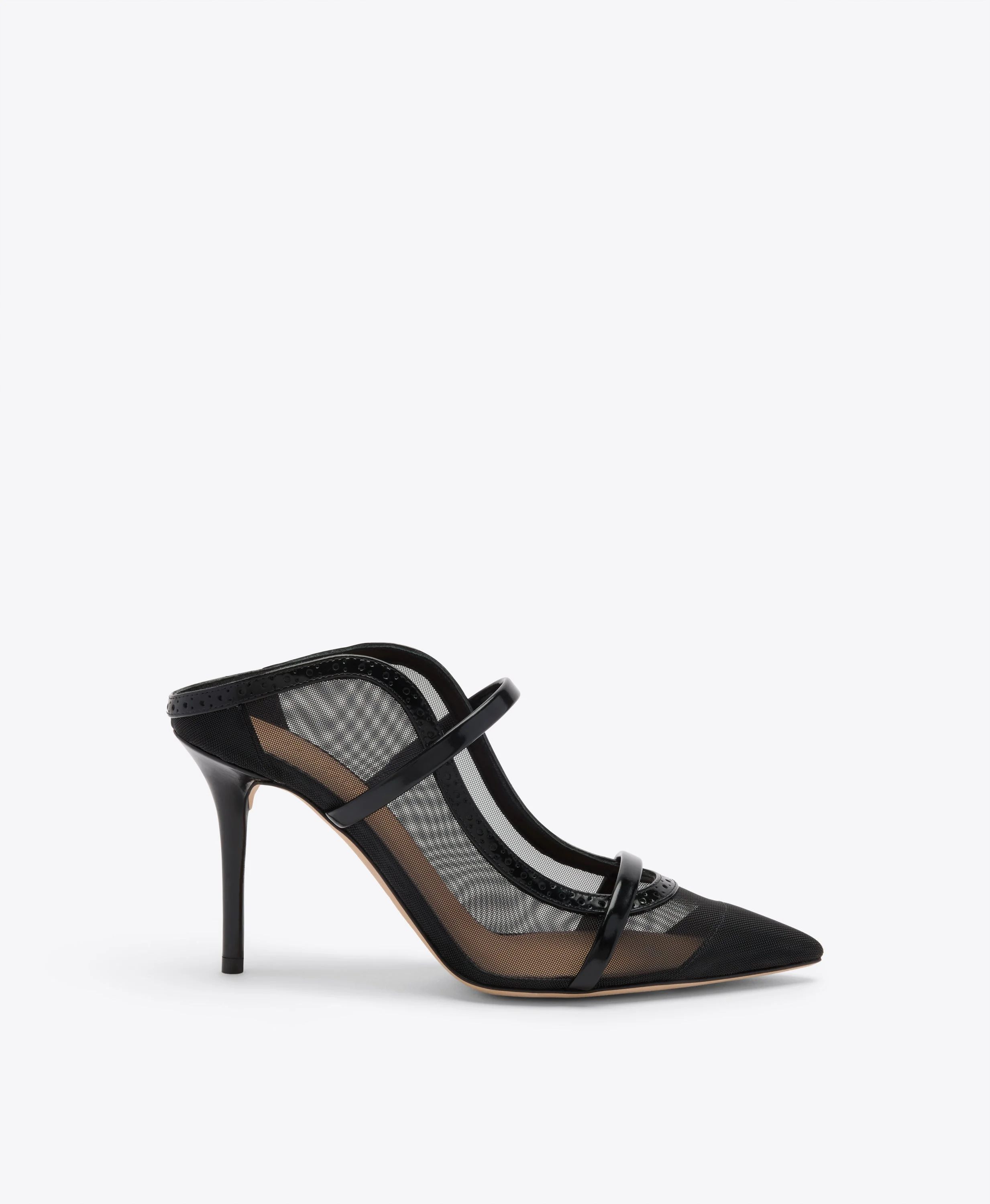 Maureen 85 Black Mesh Heeled Mules - 1