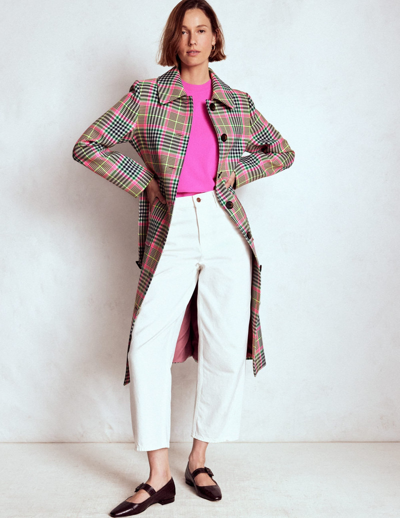 Lancaster Belted Mac-Brown, Neon Pink Check 6