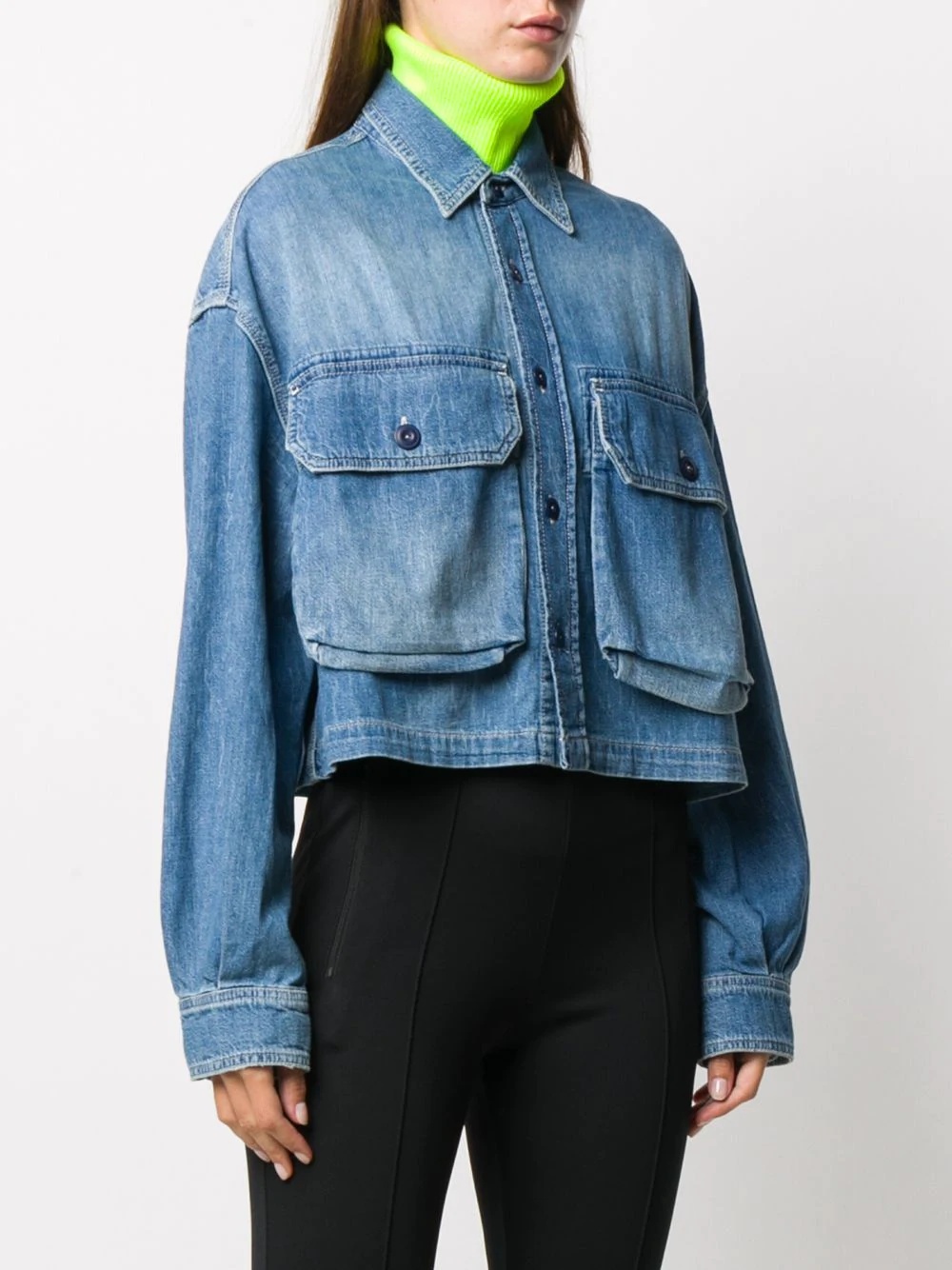 front pockets denim jacket - 3