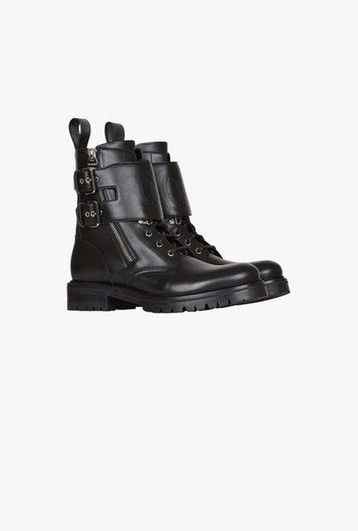 Balmain Smooth black leather Phil Ranger ankle boots outlook