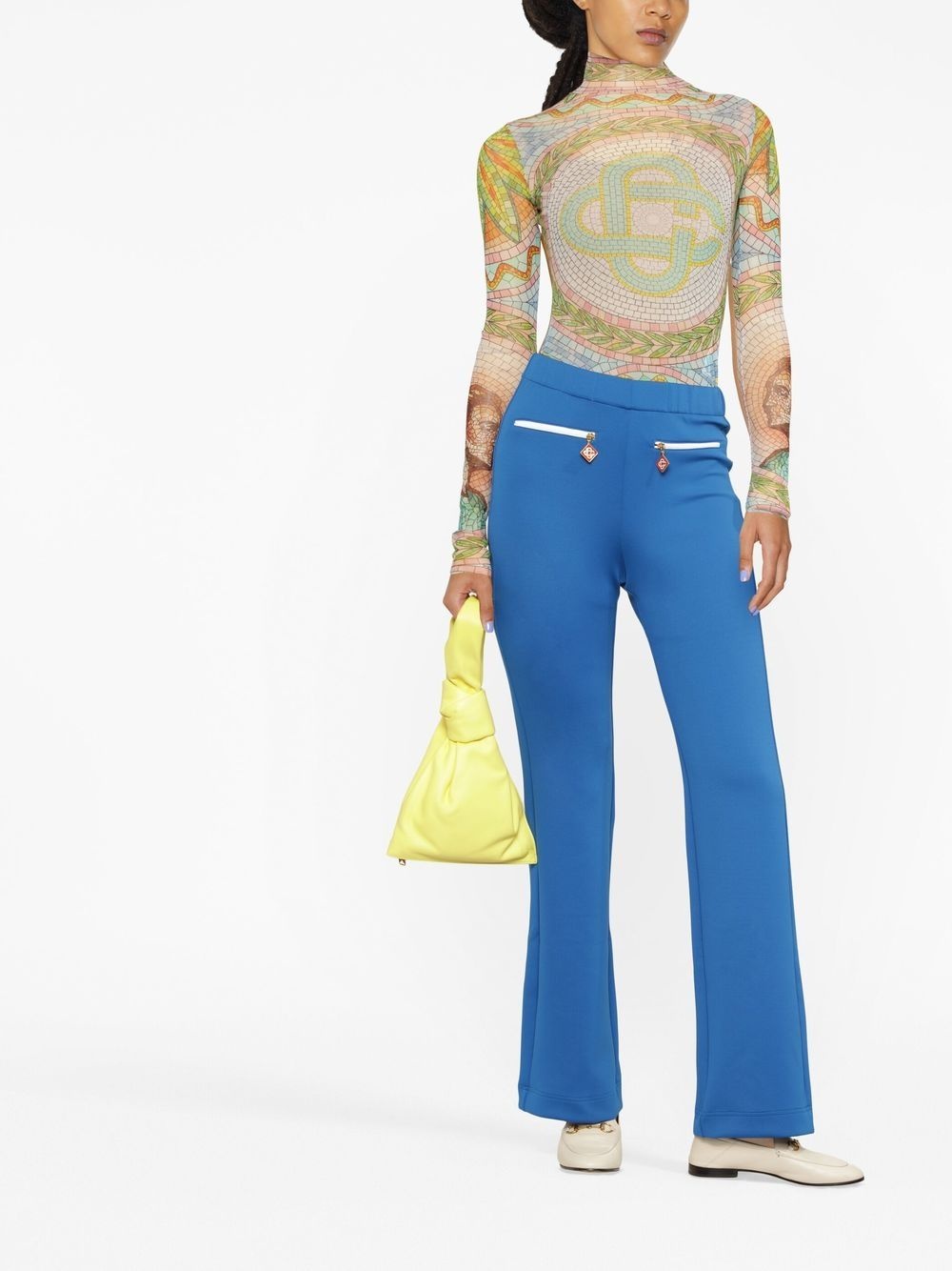 logo-charm flared trousers - 2