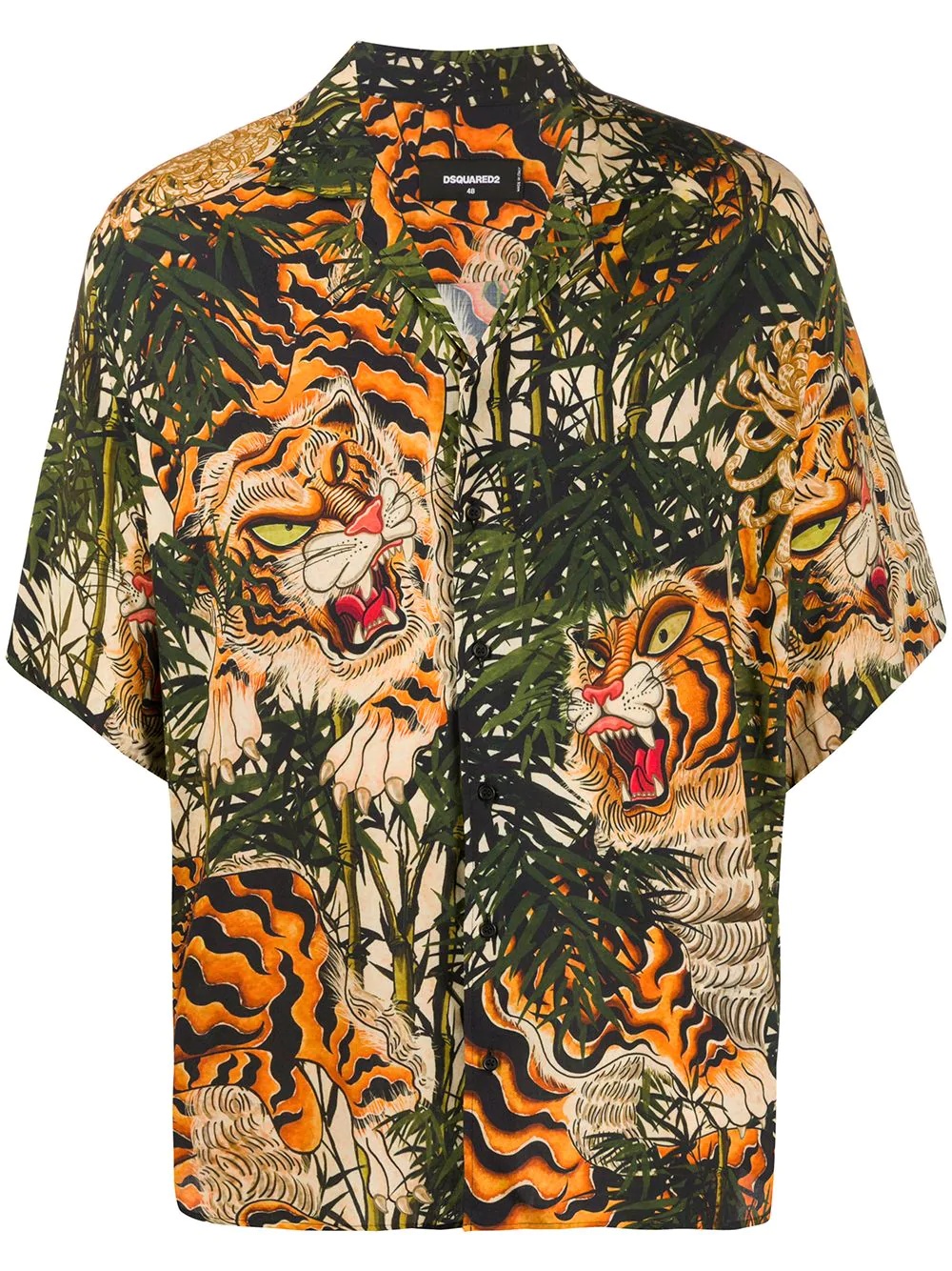 Tiger Bamboo-print bowling shirt - 1