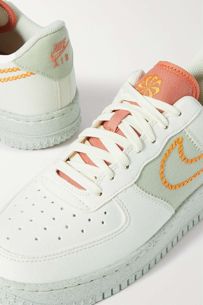 Air Force 1 '07 embroidered faux suede, leather and canvas sneakers 4