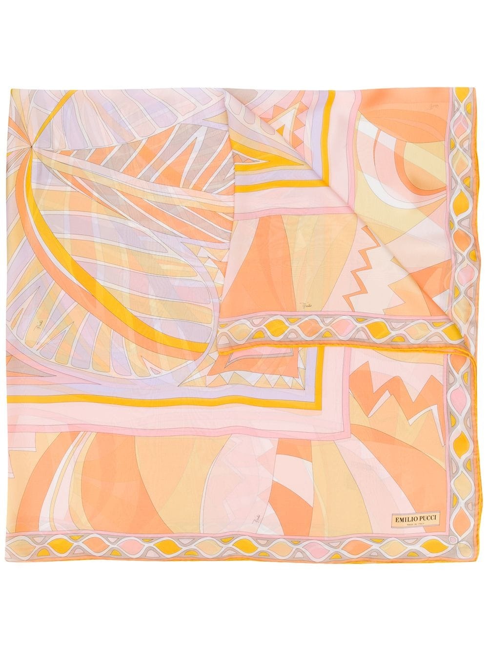 geometric print silk scarf - 1