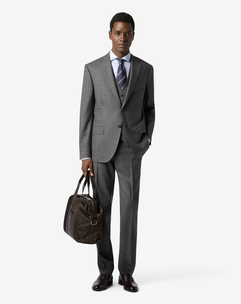 CORNELIANI Grey overcheck wool flannel and cashmere suit outlook