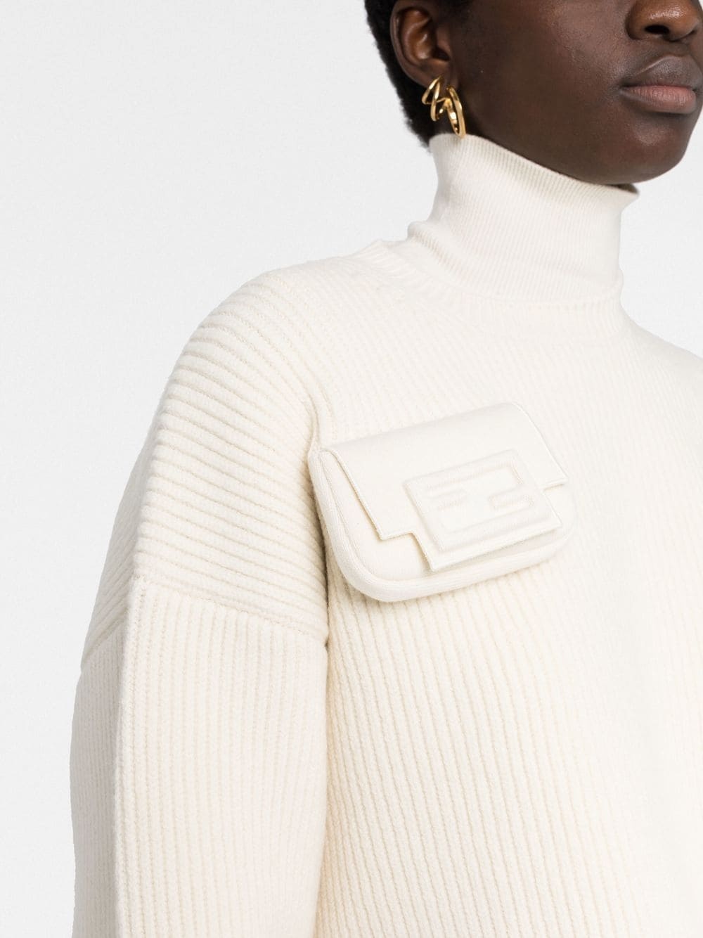 pocket-detail roll neck jumper - 5