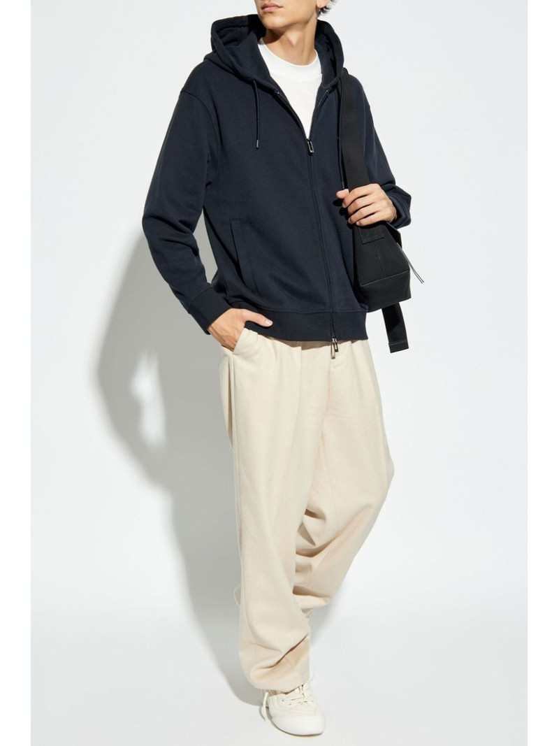 EMPORIO ARMANI embroidered logo zipped hoodie outlook
