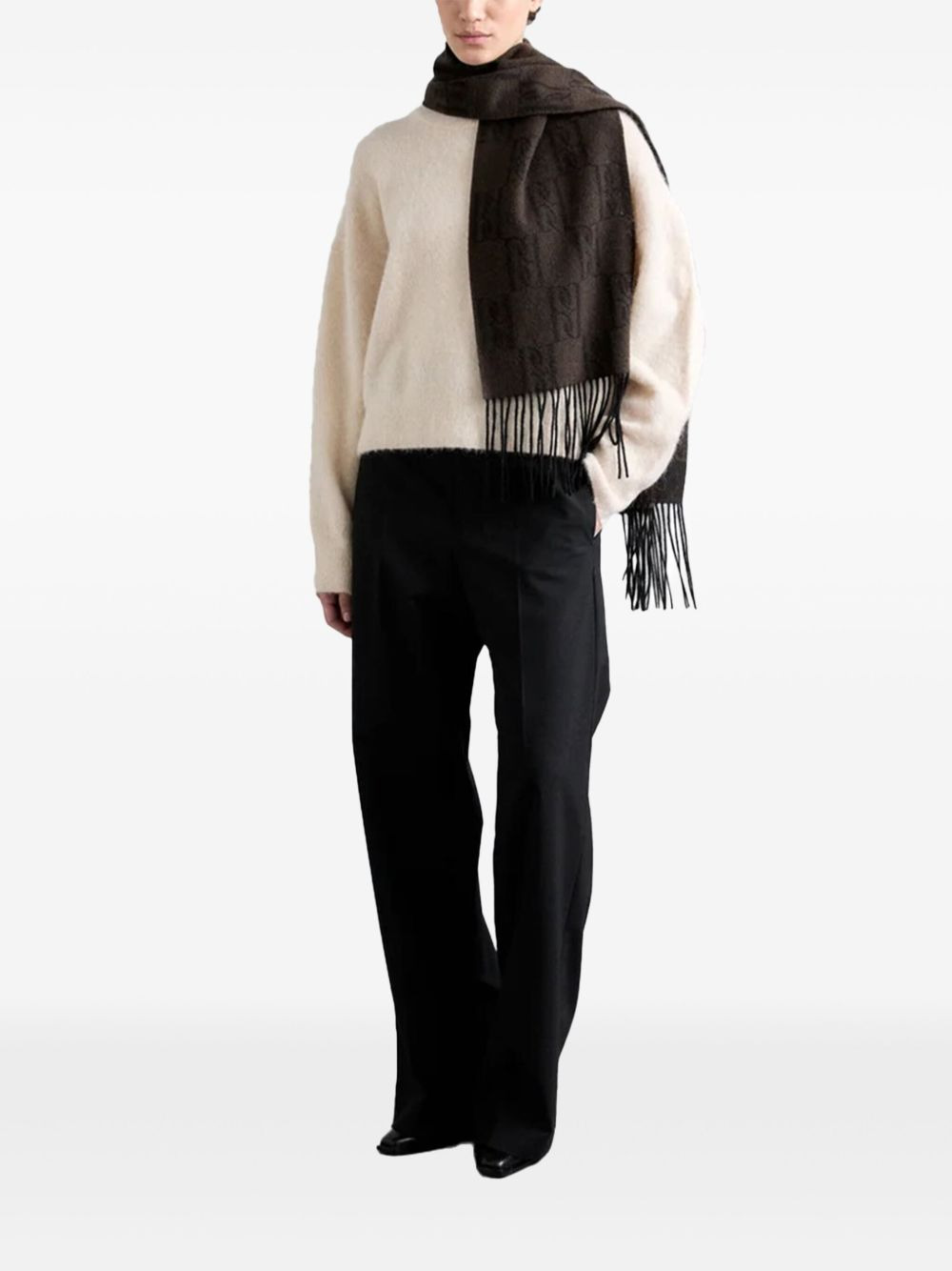 monogram fringe scarf - 2