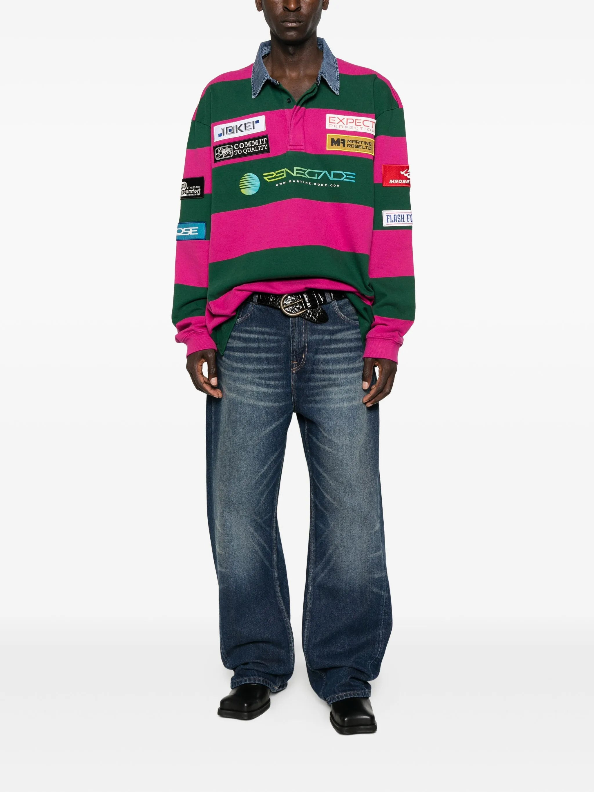 Martine Rose Striped Rugby Polo Shirt - 4