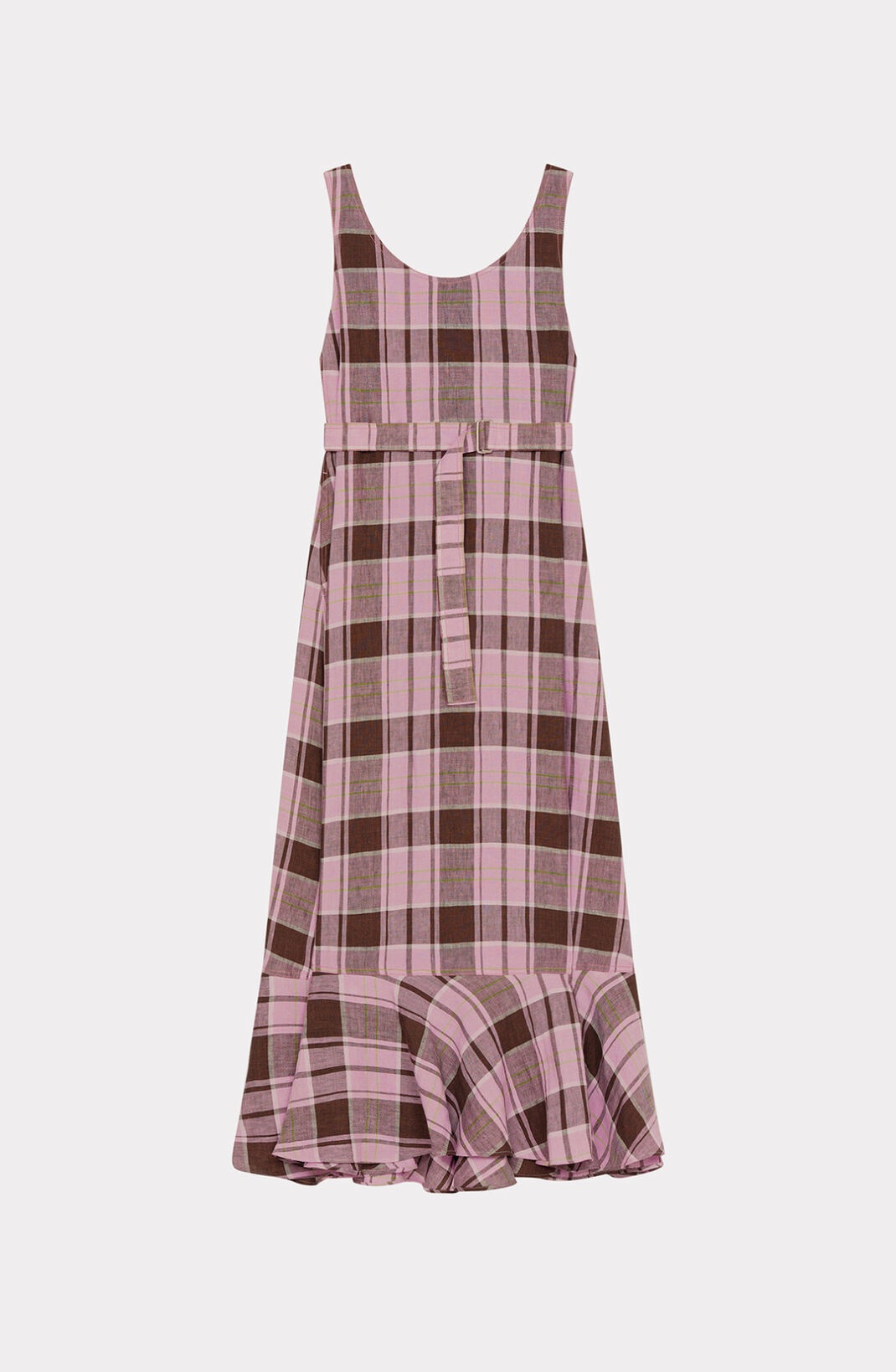 Long checked linen dress - 1