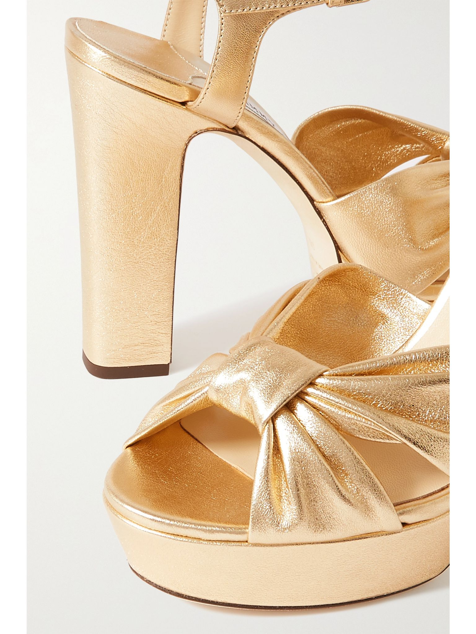 Heloise 120 knotted metallic leather platform sandals Gold - 4