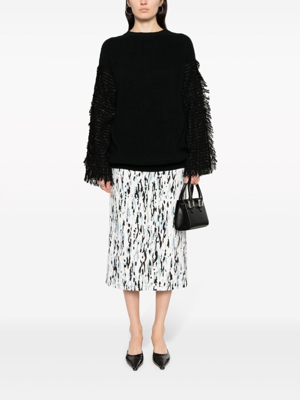 frayed-detaling ribbed-knit jumper - 2