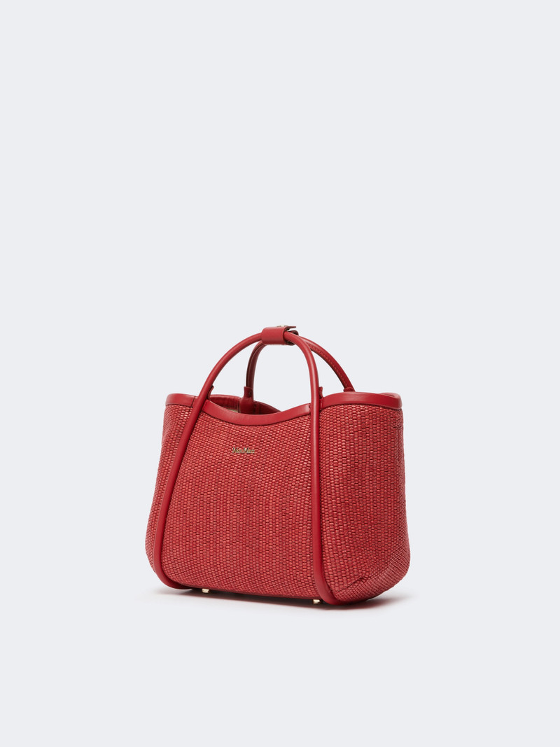 Max Mara Extra-small raffia-look basketweave Marine bag - RED outlook