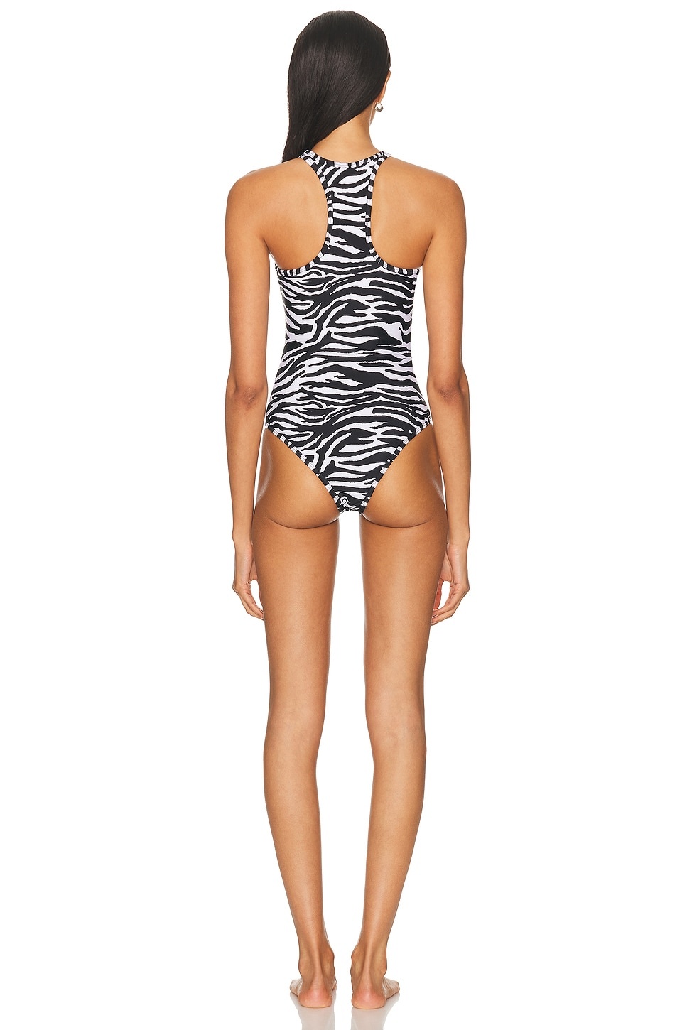Zebra Printed One Piece Swimsuit - 3